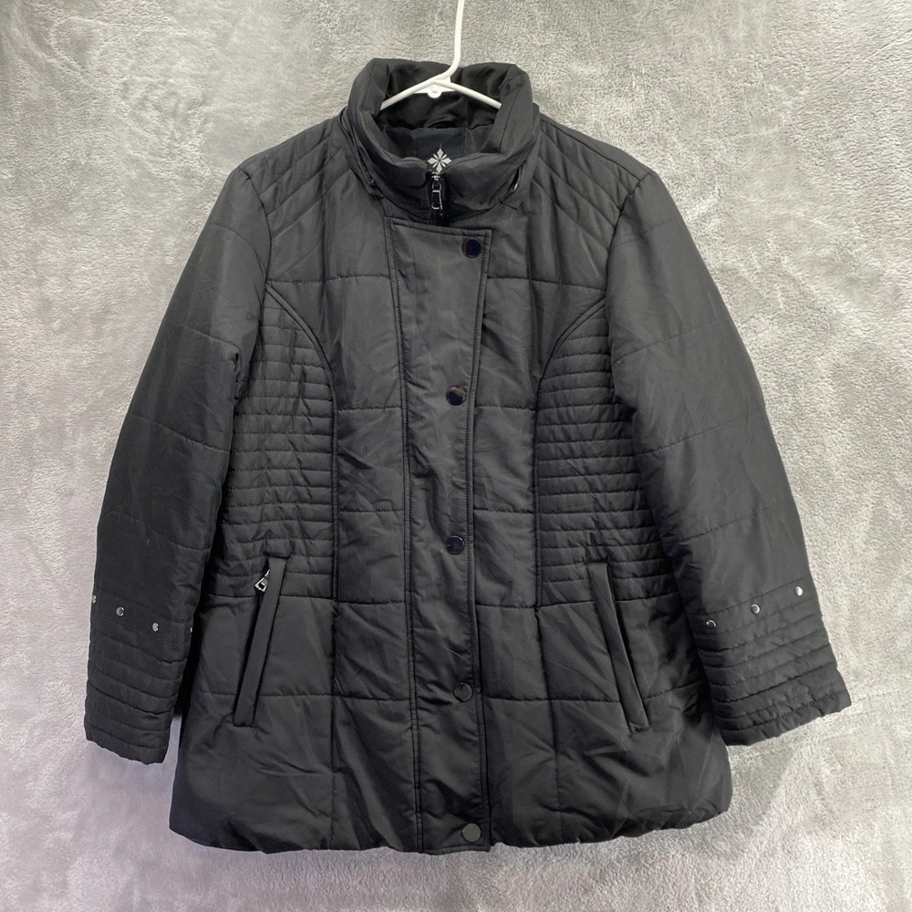 Weather Tamer Women's Large Quilted Puffer Jacket Coat Black Zip